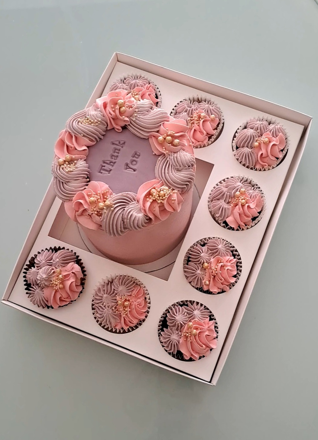 Pink Floral Cupcake Set